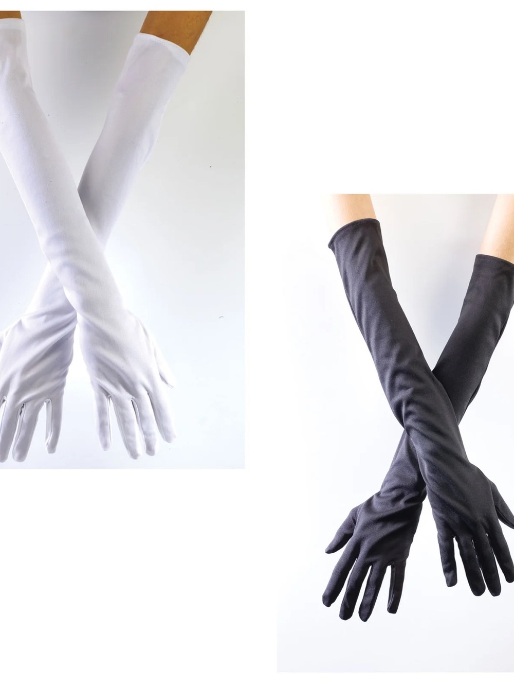 Classic Long Evening Gloves - White or Black
